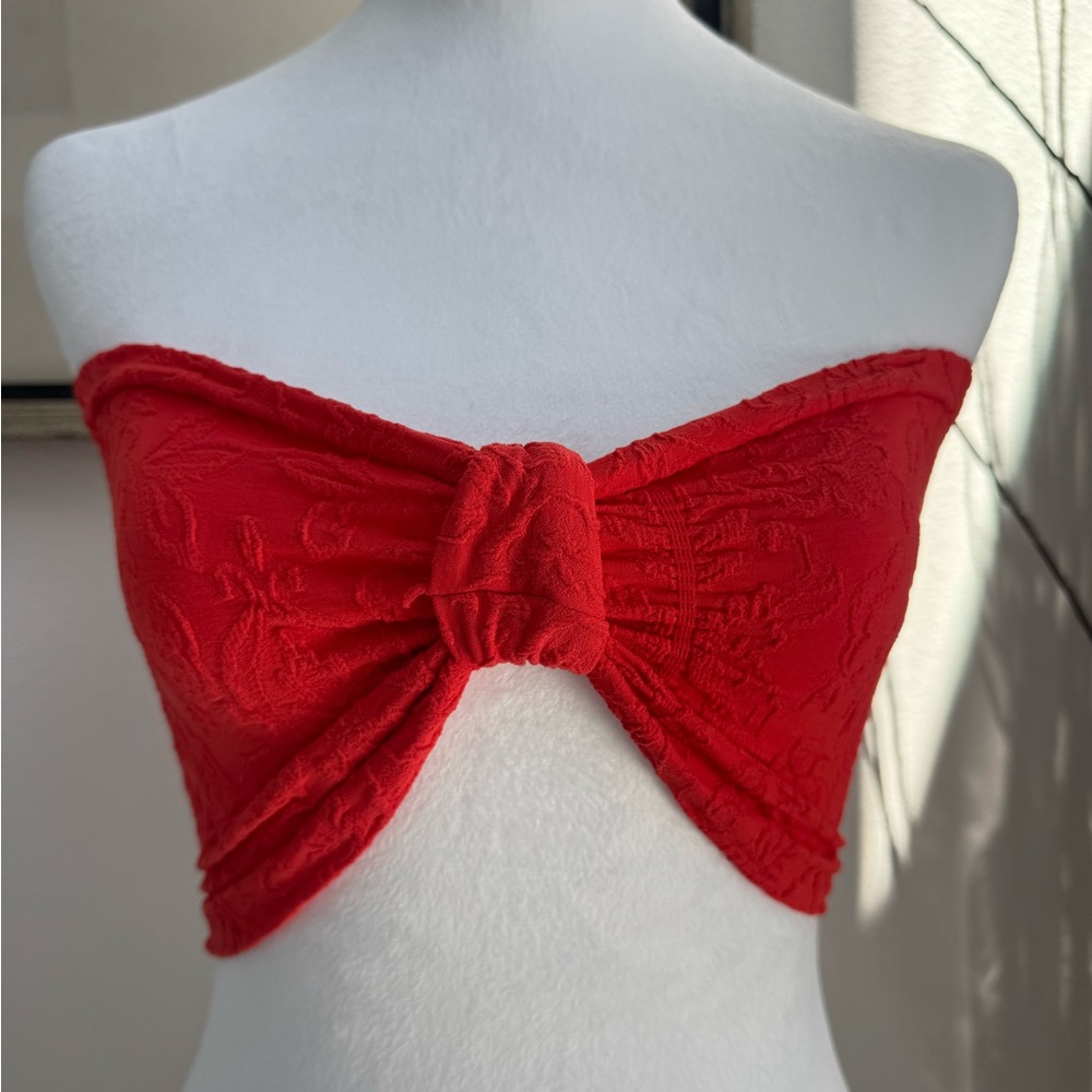 Free People Red Textured Crop Top